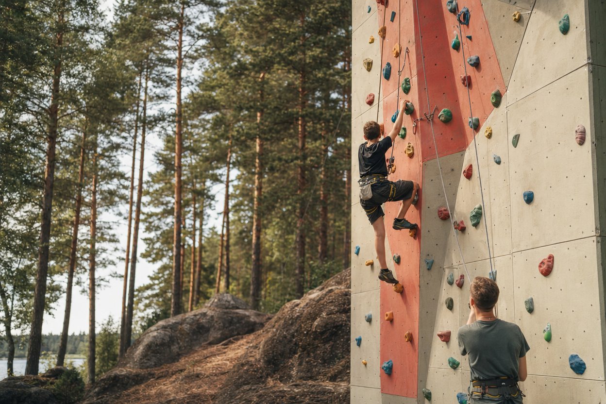 Новый скалодром в лагере